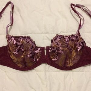 Aubade Paris Lace Purple Floral Bra 34B